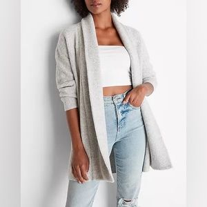 Express Ribbed Shawl Collar Cardigan heather gray small